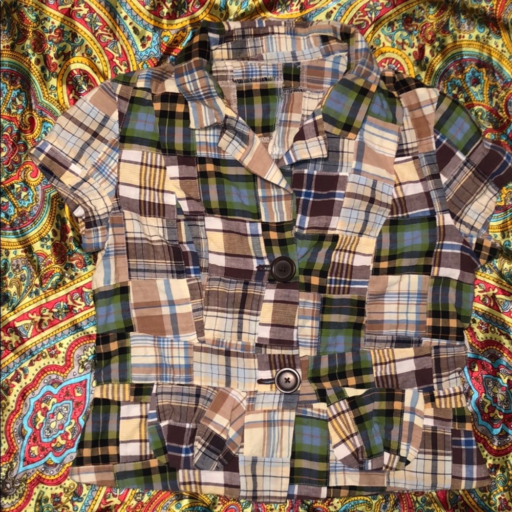 Multi colored short sleeve blouse